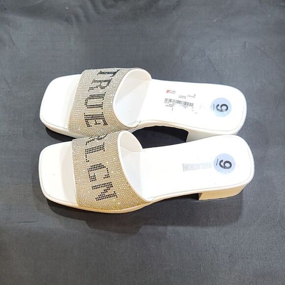 BRAND NEW TRUE RELIGION EMBELLISHMENTS BLOCK HEEL MULE OPEN GLITTER SANDAL - Picture 8 of 13